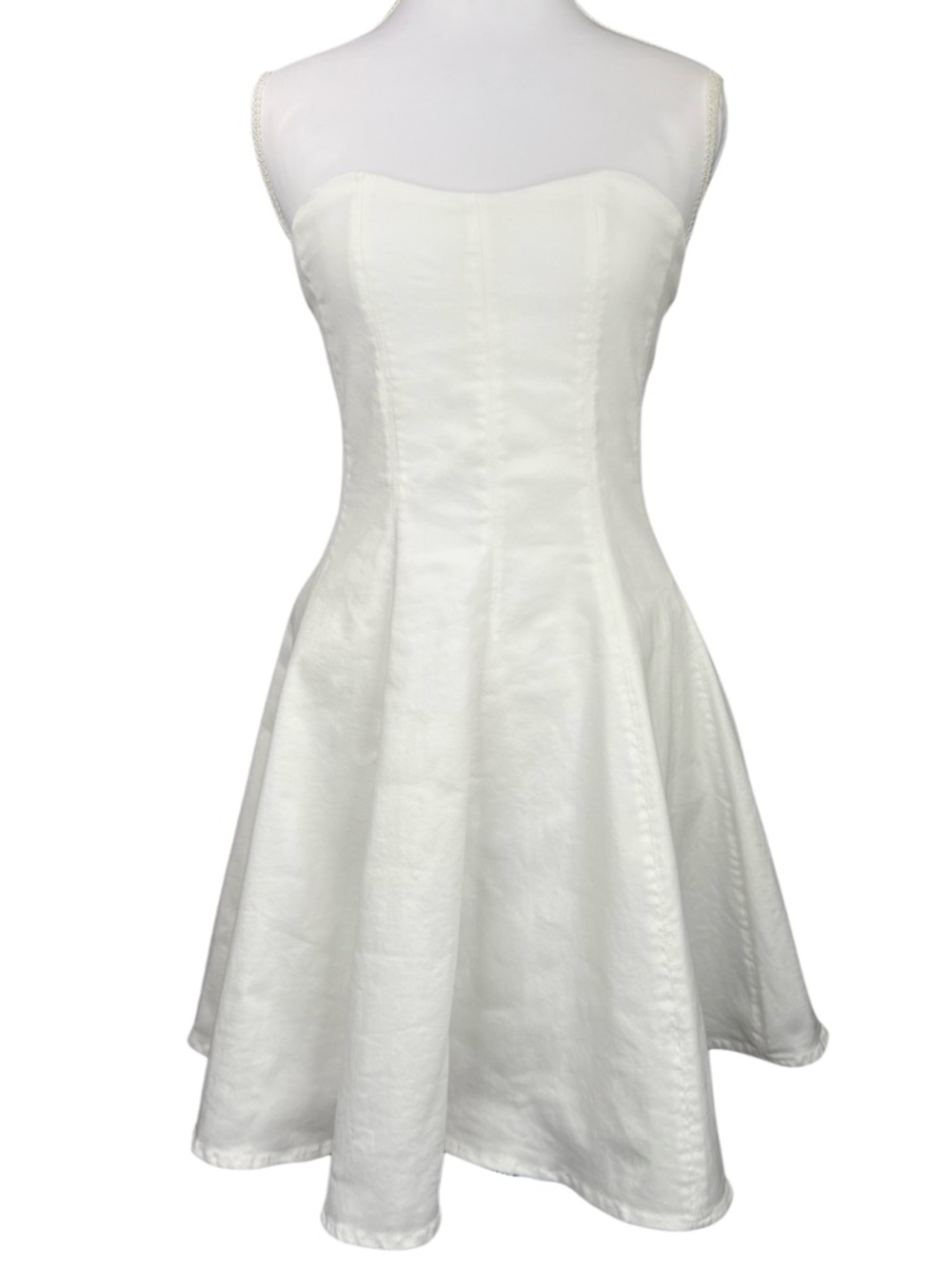 Altar’d State Strapless Fit & Flare Mini Dress White Size Large Cotton Blend
